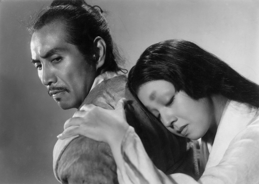 Masayuki Mori and Machiko Kyo as they appear in RASHOMON, 1950.